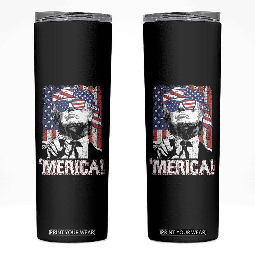 Merica Trump 4th Of July American Flag Skinny Tumbler TS11 Black Print Your Wear