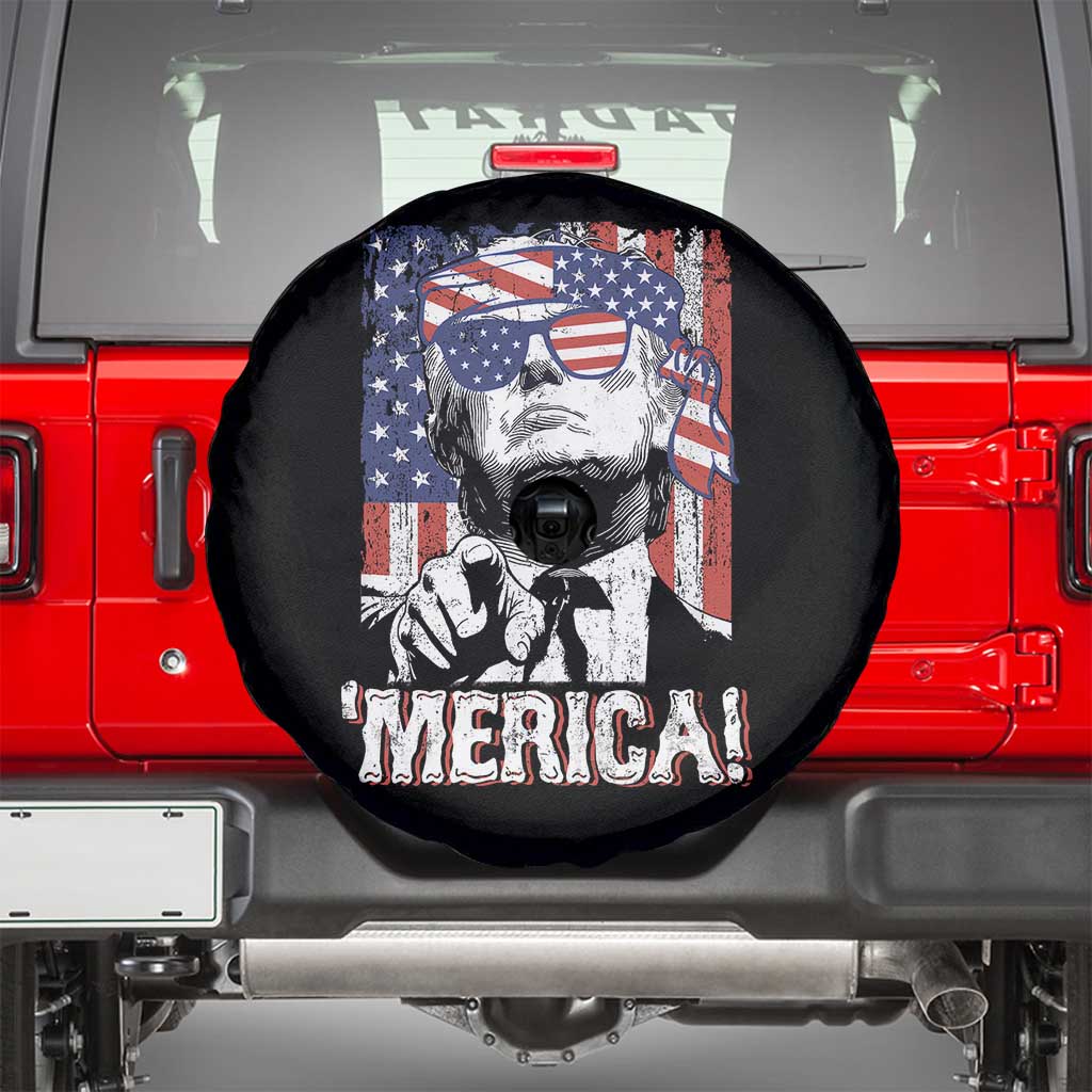 Merica Trump 4th Of July American Flag Spare Tire Cover TS11 Black Print Your Wear