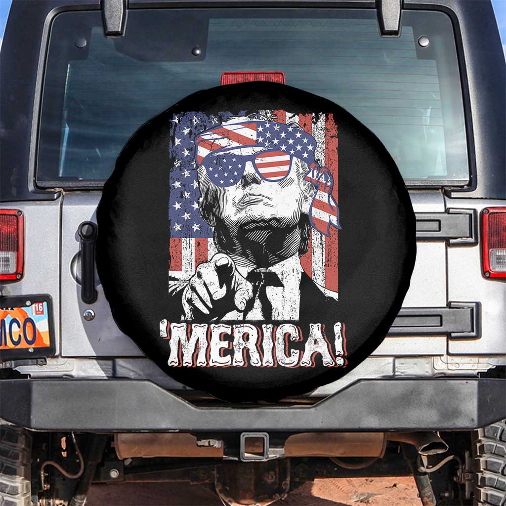 Merica Trump 4th Of July American Flag Spare Tire Cover TS11 No hole Black Print Your Wear