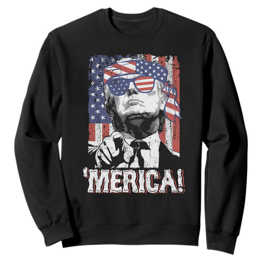 Merica Trump 4th Of July American Flag Sweatshirt TS11 Black Print Your Wear