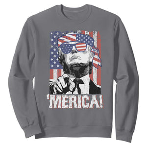 Merica Trump 4th Of July American Flag Sweatshirt TS11 Charcoal Print Your Wear