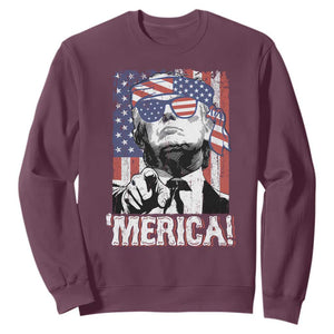 Merica Trump 4th Of July American Flag Sweatshirt TS11 Maroon Print Your Wear