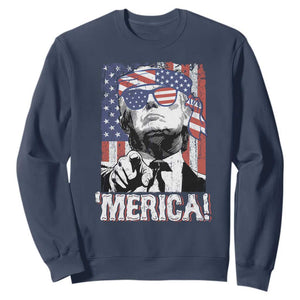 Merica Trump 4th Of July American Flag Sweatshirt TS11 Navy Print Your Wear