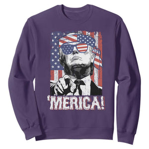 Merica Trump 4th Of July American Flag Sweatshirt TS11 Purple Print Your Wear