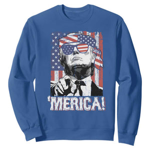 Merica Trump 4th Of July American Flag Sweatshirt TS11 Royal Blue Print Your Wear