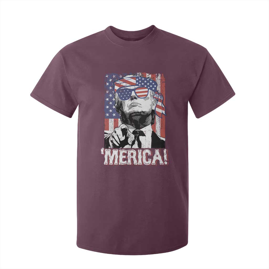 Merica Trump 4th Of July American Flag T Shirt For Kid TS11 Maroon Print Your Wear