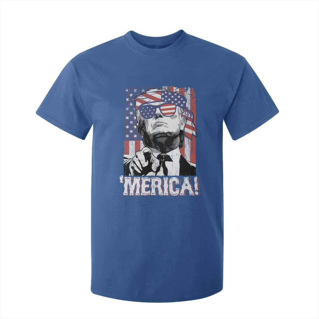 Merica Trump 4th Of July American Flag T Shirt For Kid TS11 Royal Blue Print Your Wear