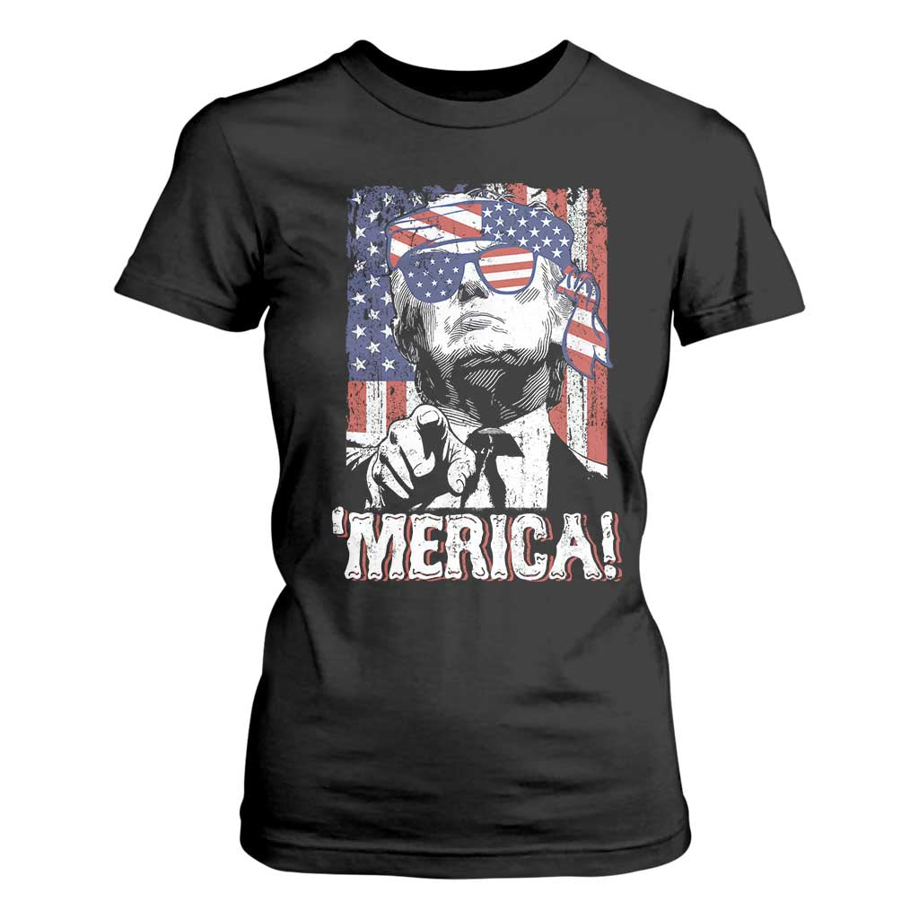 Merica Trump 4th Of July American Flag T Shirt For Women TS11 Black Print Your Wear