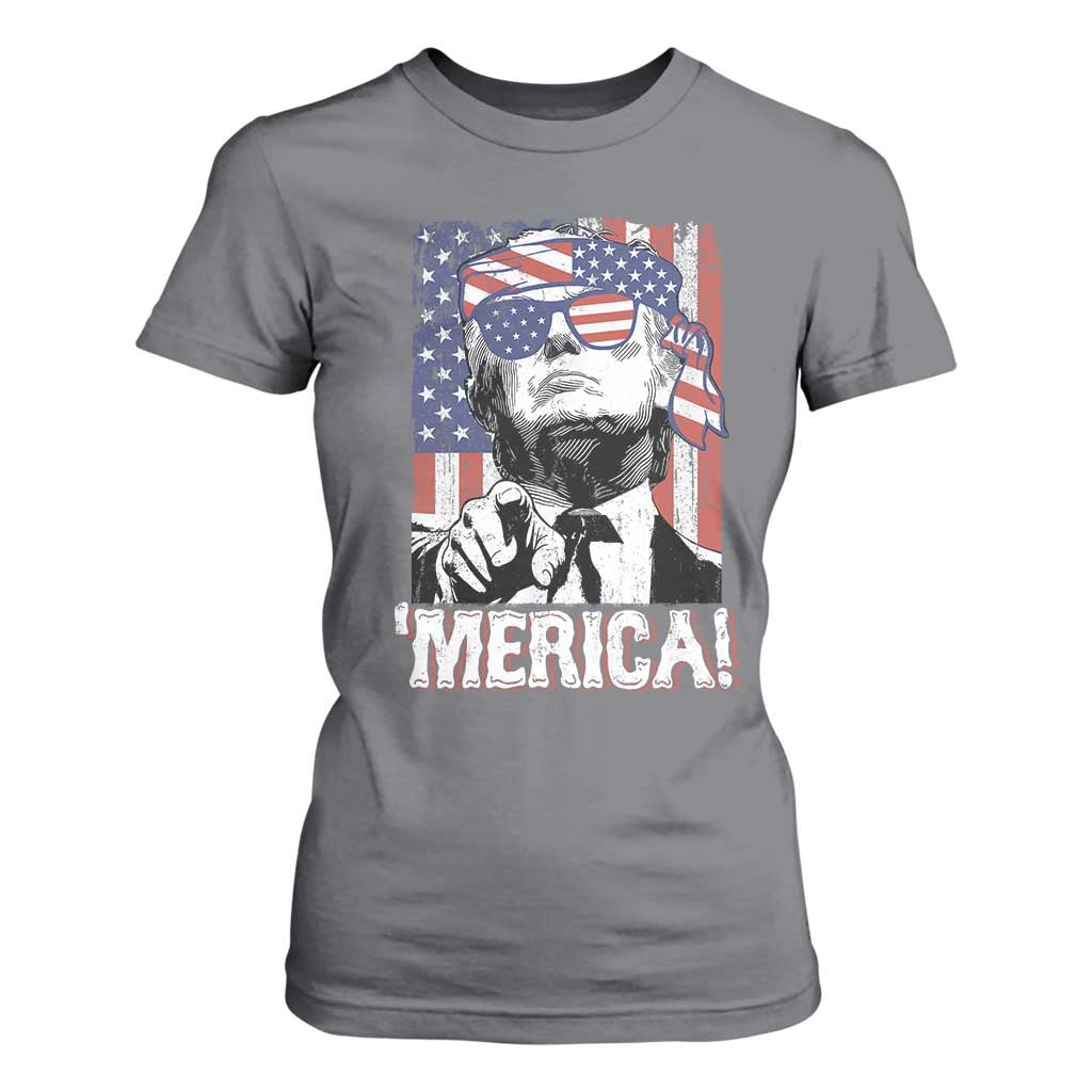 Merica Trump 4th Of July American Flag T Shirt For Women TS11 Charcoal Print Your Wear