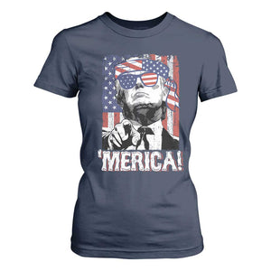 Merica Trump 4th Of July American Flag T Shirt For Women TS11 Navy Print Your Wear