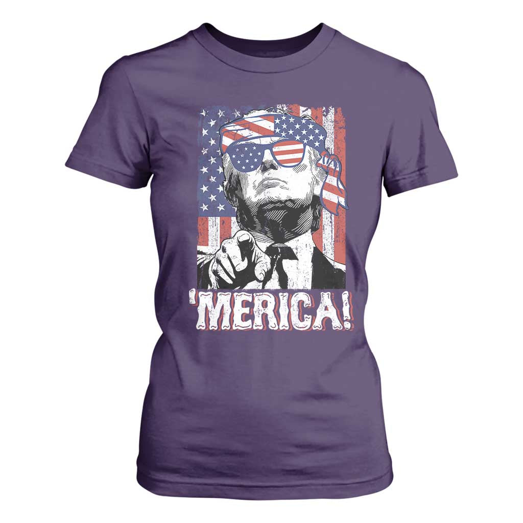 Merica Trump 4th Of July American Flag T Shirt For Women TS11 Purple Print Your Wear