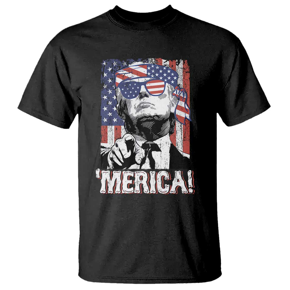 Merica Trump 4th Of July American Flag T Shirt TS11 Black Print Your Wear