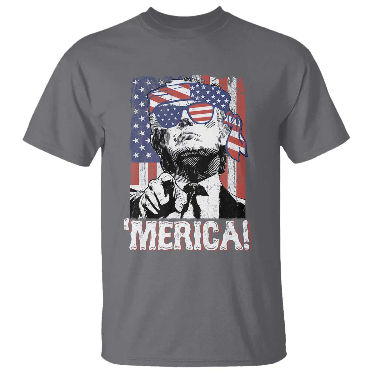 Merica Trump 4th Of July American Flag T Shirt TS11 Charcoal Print Your Wear