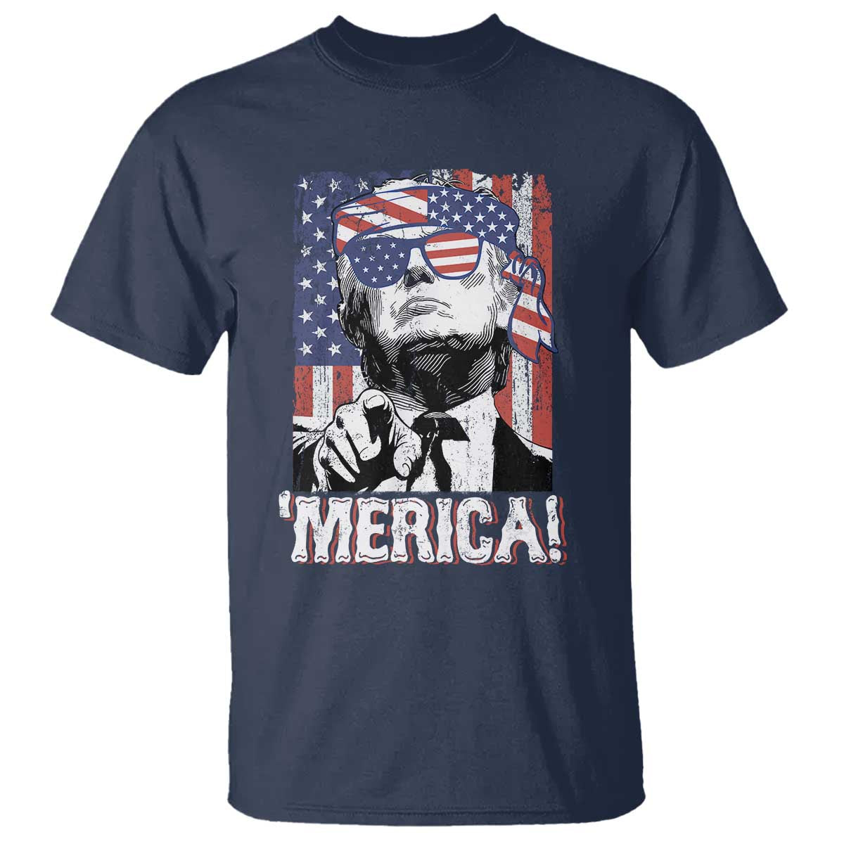 Merica Trump 4th Of July American Flag T Shirt TS11 Navy Print Your Wear