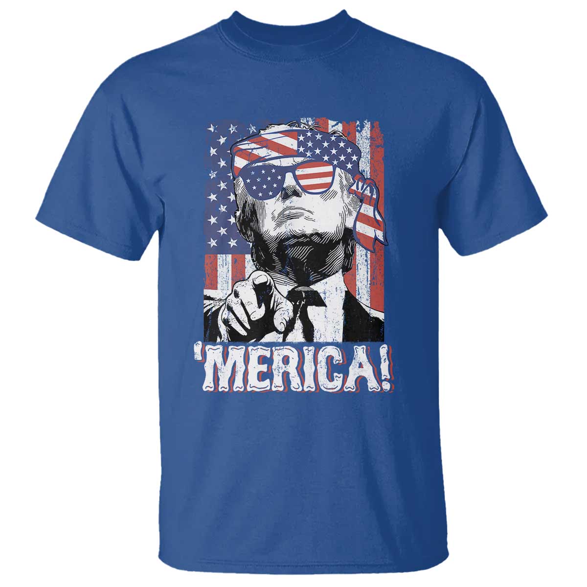 Merica Trump 4th Of July American Flag T Shirt TS11 Royal Blue Print Your Wear