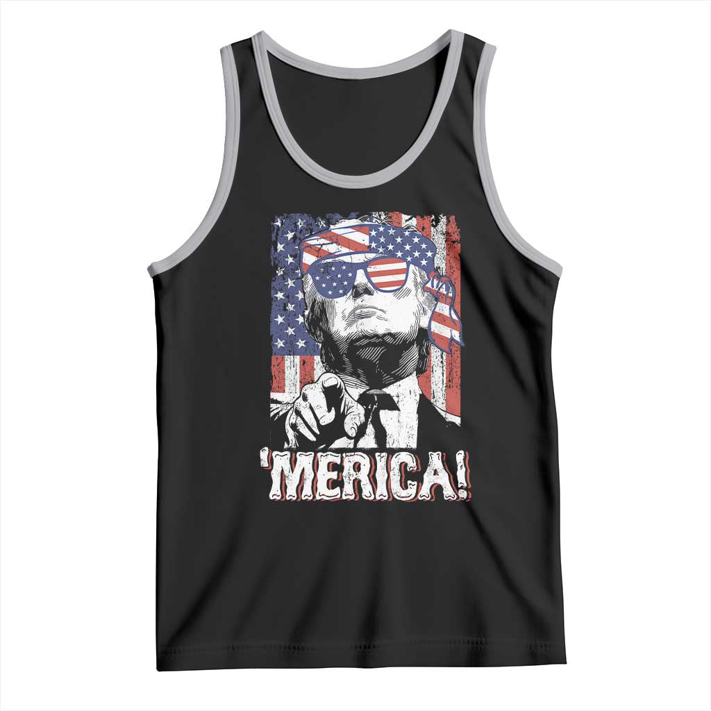 Merica Trump 4th Of July American Flag Tank Top TS11 Black Athletic Heather Print Your Wear