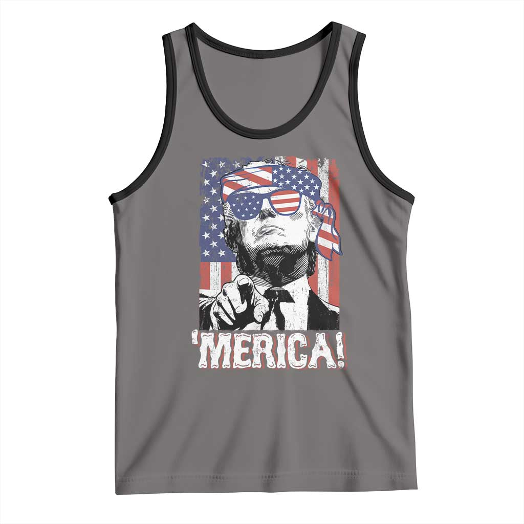 Merica Trump 4th Of July American Flag Tank Top TS11 Deep Heather Black Print Your Wear