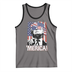 Merica Trump 4th Of July American Flag Tank Top TS11 Deep Heather Black Print Your Wear