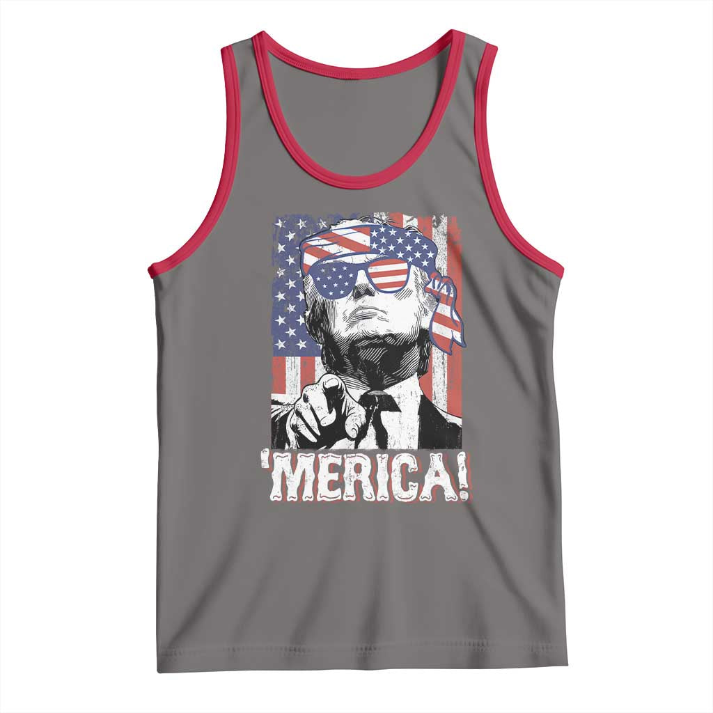 Merica Trump 4th Of July American Flag Tank Top TS11 Deep Heather Red Print Your Wear