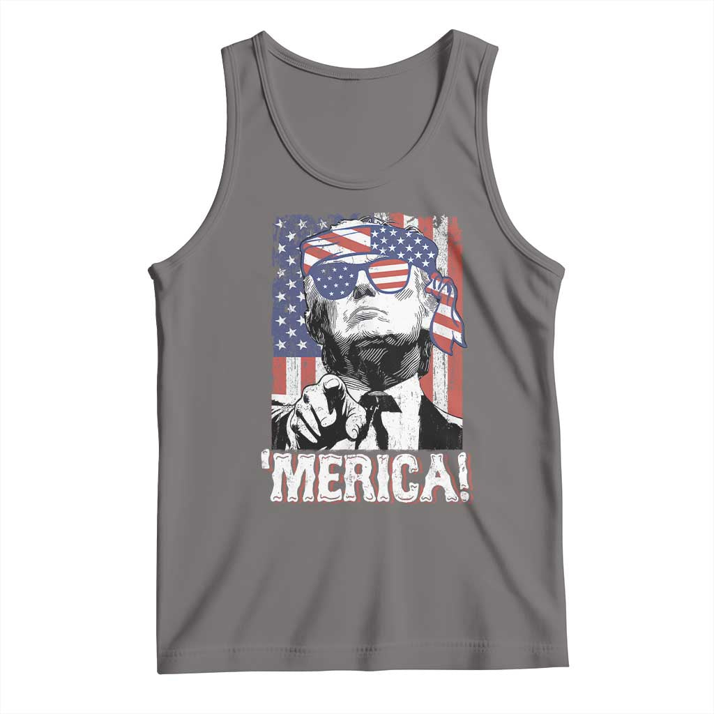 Merica Trump 4th Of July American Flag Tank Top TS11 Deep Heather Print Your Wear