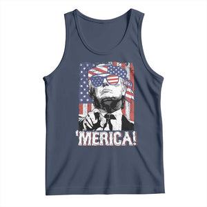 Merica Trump 4th Of July American Flag Tank Top TS11 Navy Print Your Wear