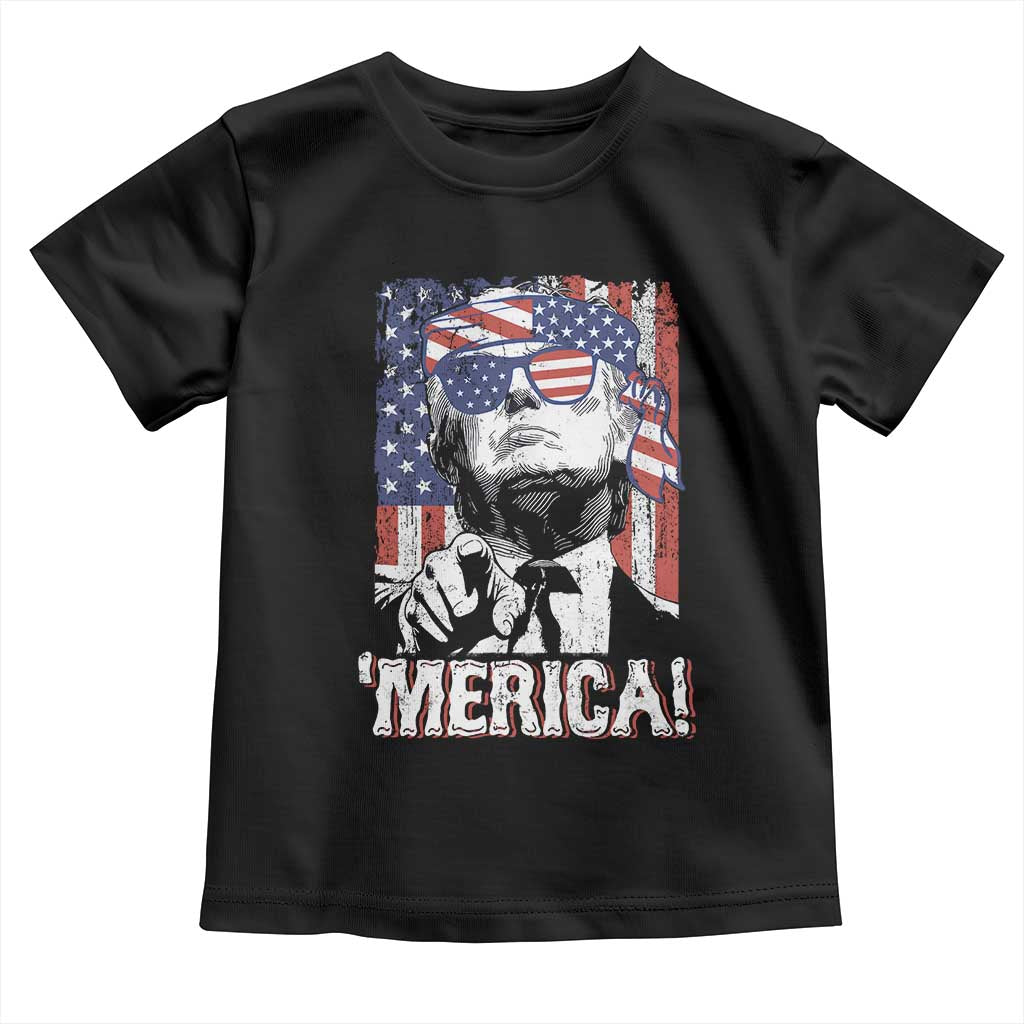 Merica Trump 4th Of July American Flag Toddler T Shirt TS11 Black Print Your Wear