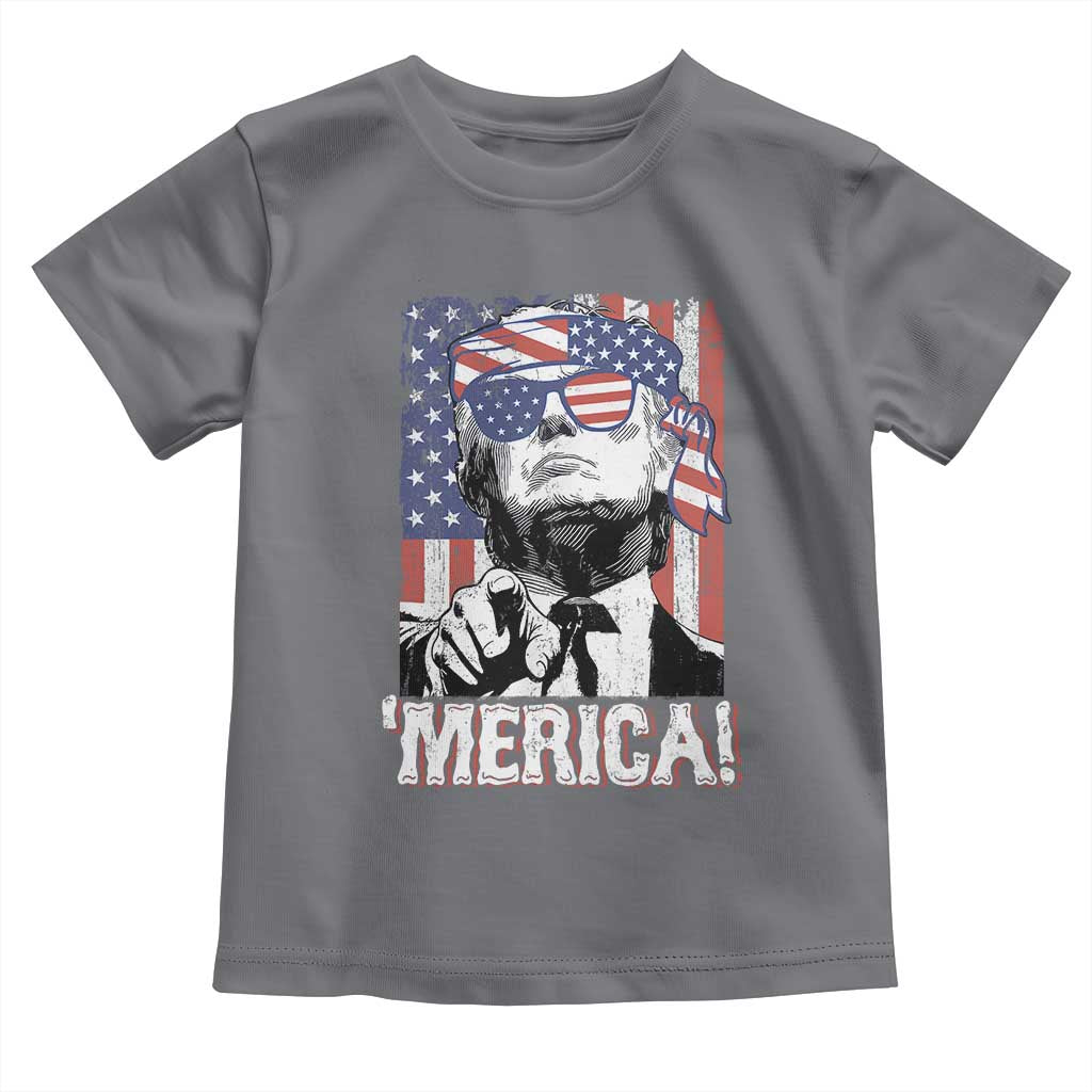 Merica Trump 4th Of July American Flag Toddler T Shirt TS11 Charcoal Print Your Wear