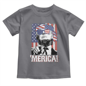 Merica Trump 4th Of July American Flag Toddler T Shirt TS11 Charcoal Print Your Wear