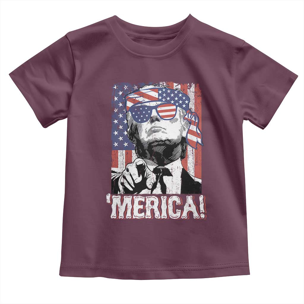 Merica Trump 4th Of July American Flag Toddler T Shirt TS11 Maroon Print Your Wear