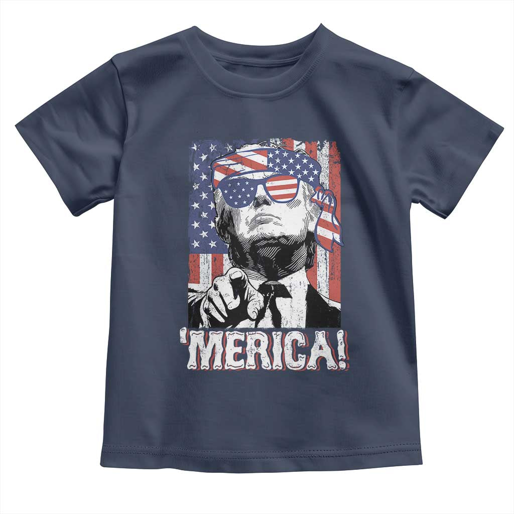 Merica Trump 4th Of July American Flag Toddler T Shirt TS11 Navy Print Your Wear