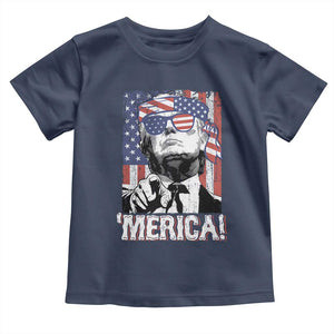 Merica Trump 4th Of July American Flag Toddler T Shirt TS11 Navy Print Your Wear