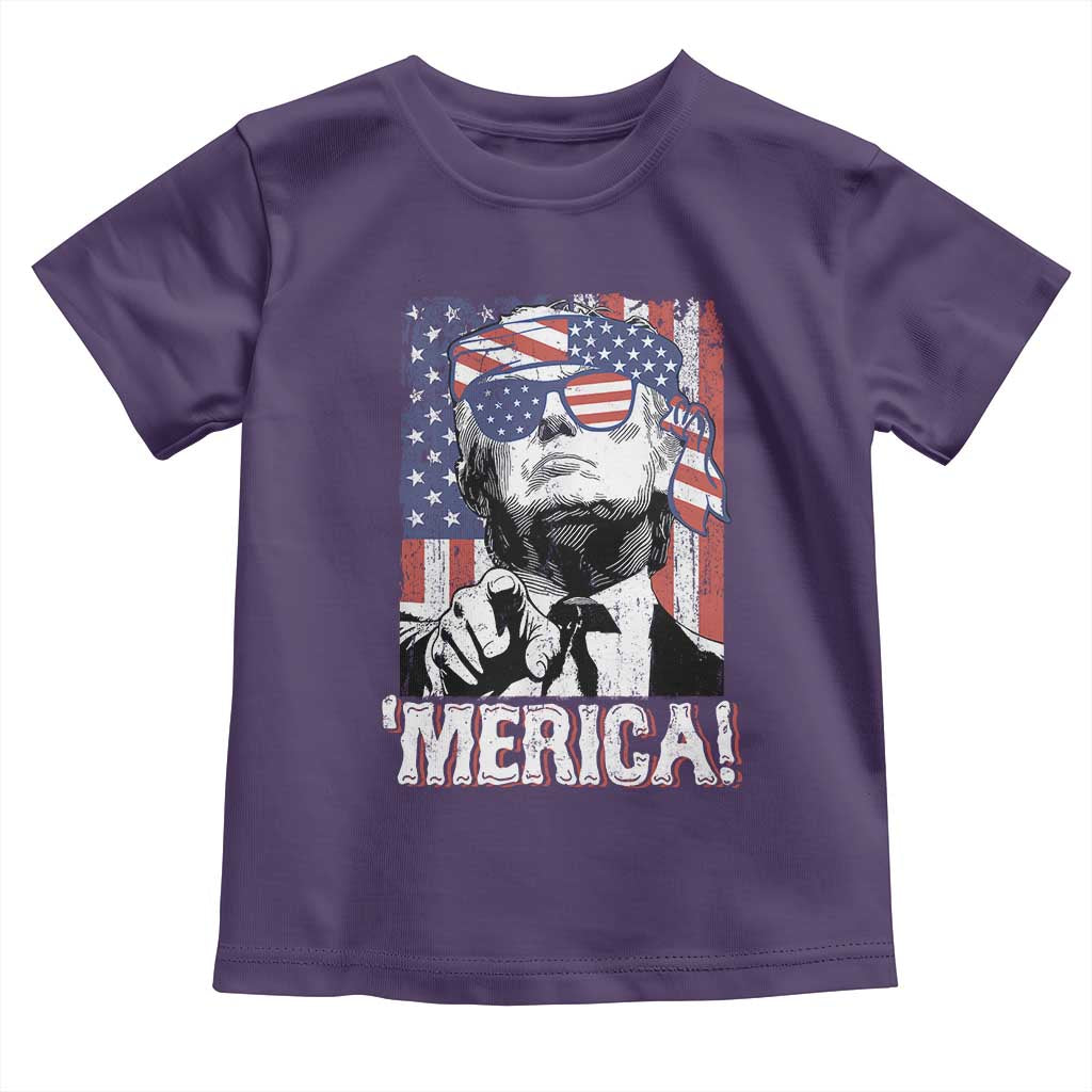 Merica Trump 4th Of July American Flag Toddler T Shirt TS11 Purple Print Your Wear