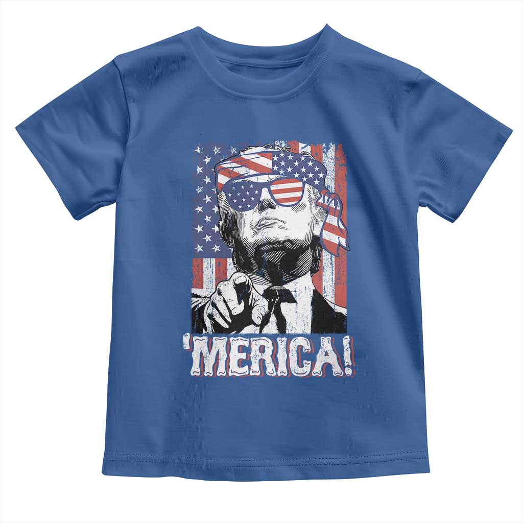 Merica Trump 4th Of July American Flag Toddler T Shirt TS11 Royal Blue Print Your Wear