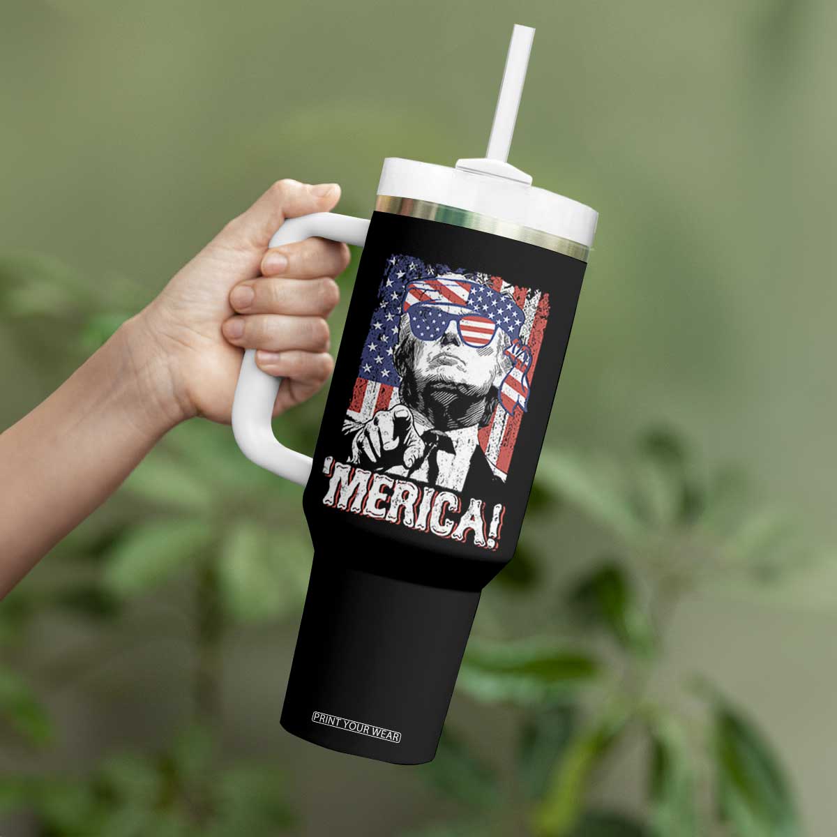 Merica Trump 4th Of July American Flag Tumbler With Handle TS11 Print Your Wear