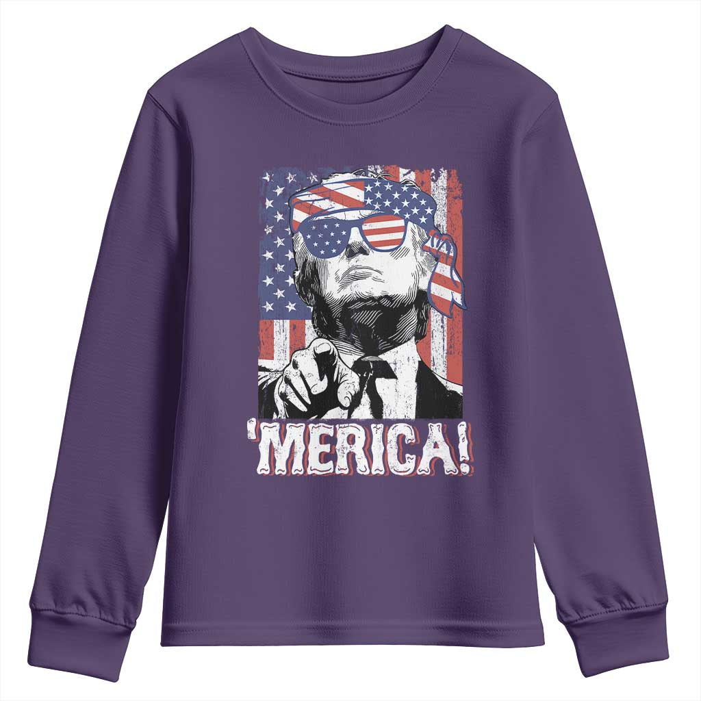 Merica Trump 4th Of July American Flag Youth Sweatshirt TS11 Purple Print Your Wear
