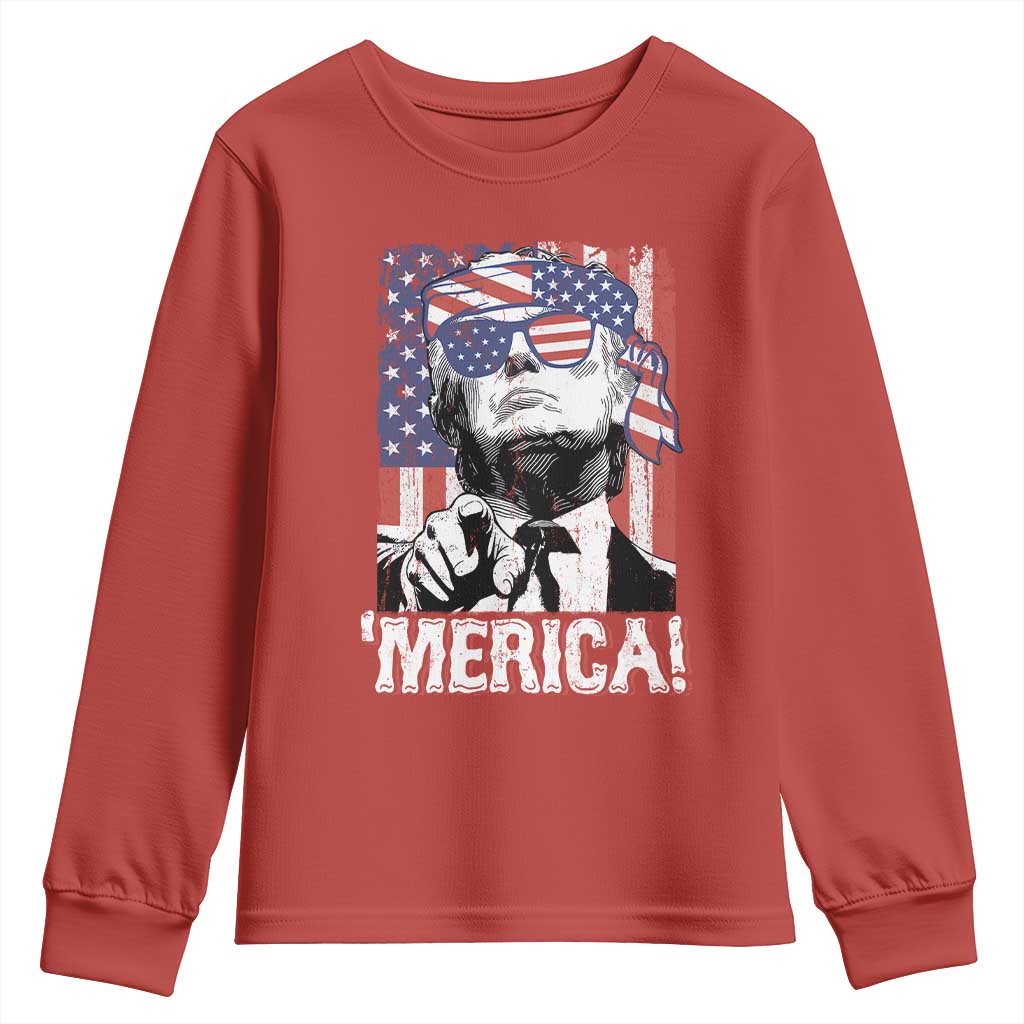 Merica Trump 4th Of July American Flag Youth Sweatshirt TS11 Red Print Your Wear