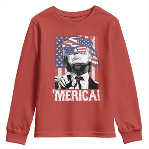Merica Trump 4th Of July American Flag Youth Sweatshirt TS11 Red Print Your Wear