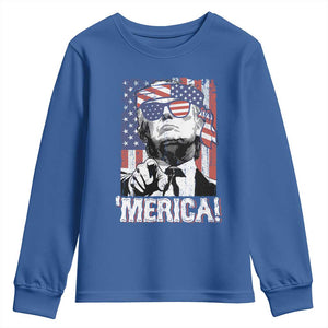 Merica Trump 4th Of July American Flag Youth Sweatshirt TS11 Royal Blue Print Your Wear