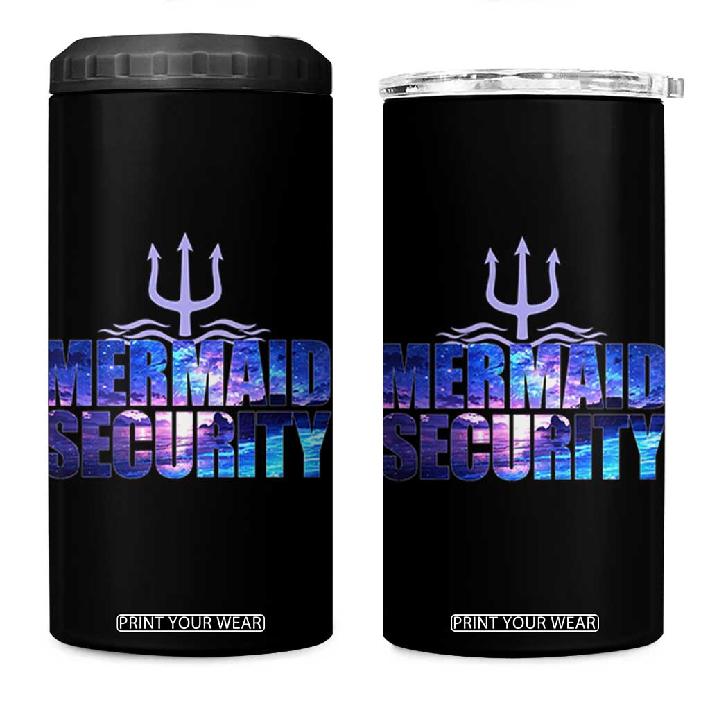 Mermaid Security 4 in 1 Can Cooler Tumbler Funny Mermaid Family Squad TS10 One Size: 16 oz Black Print Your Wear