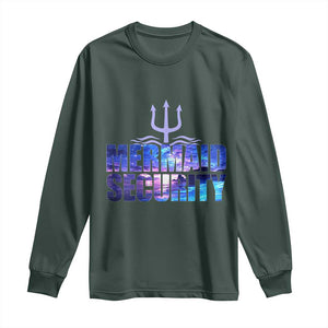 Mermaid Security Long Sleeve Shirt Funny Mermaid Family Squad TS10 Dark Forest Green Print Your Wear