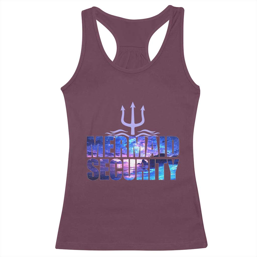 Mermaid Security Racerback Tank Top Funny Mermaid Family Squad TS10 Maroon Print Your Wear