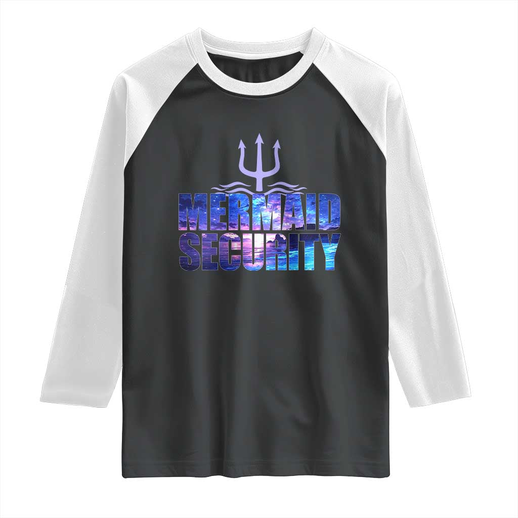 Mermaid Security Raglan Shirt Funny Mermaid Family Squad TS10 Black White Print Your Wear