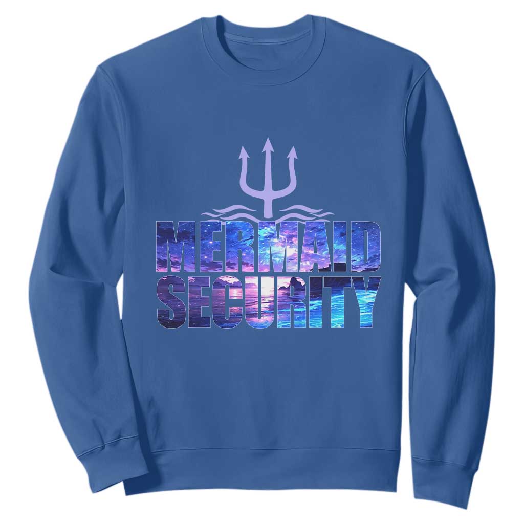 Mermaid Security Sweatshirt Funny Mermaid Family Squad TS10 Royal Blue Print Your Wear