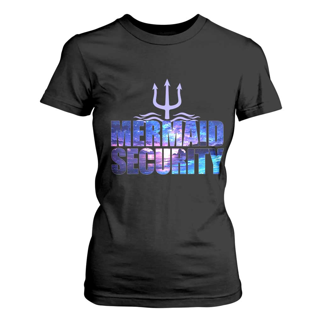 Mermaid Security T Shirt For Women Funny Mermaid Family Squad TS10 Black Print Your Wear
