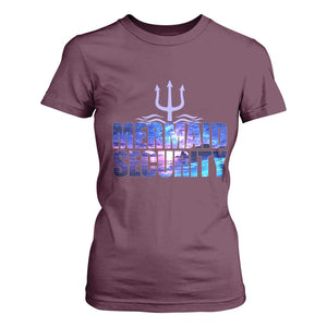 Mermaid Security T Shirt For Women Funny Mermaid Family Squad TS10 Maroon Print Your Wear