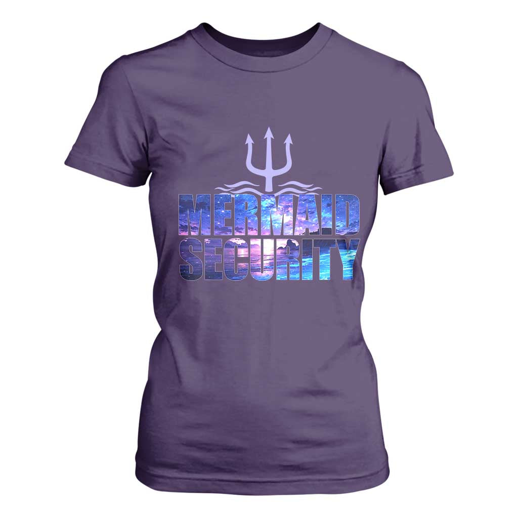Mermaid Security T Shirt For Women Funny Mermaid Family Squad TS10 Purple Print Your Wear