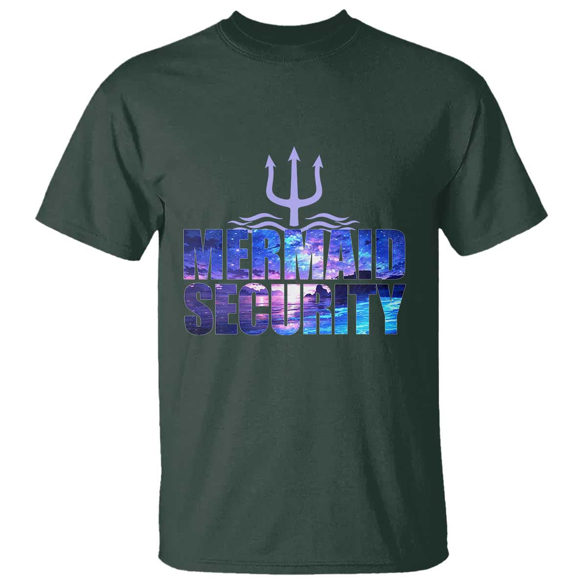 Mermaid Security T Shirt Funny Mermaid Family Squad TS10 Dark Forest Green Print Your Wear