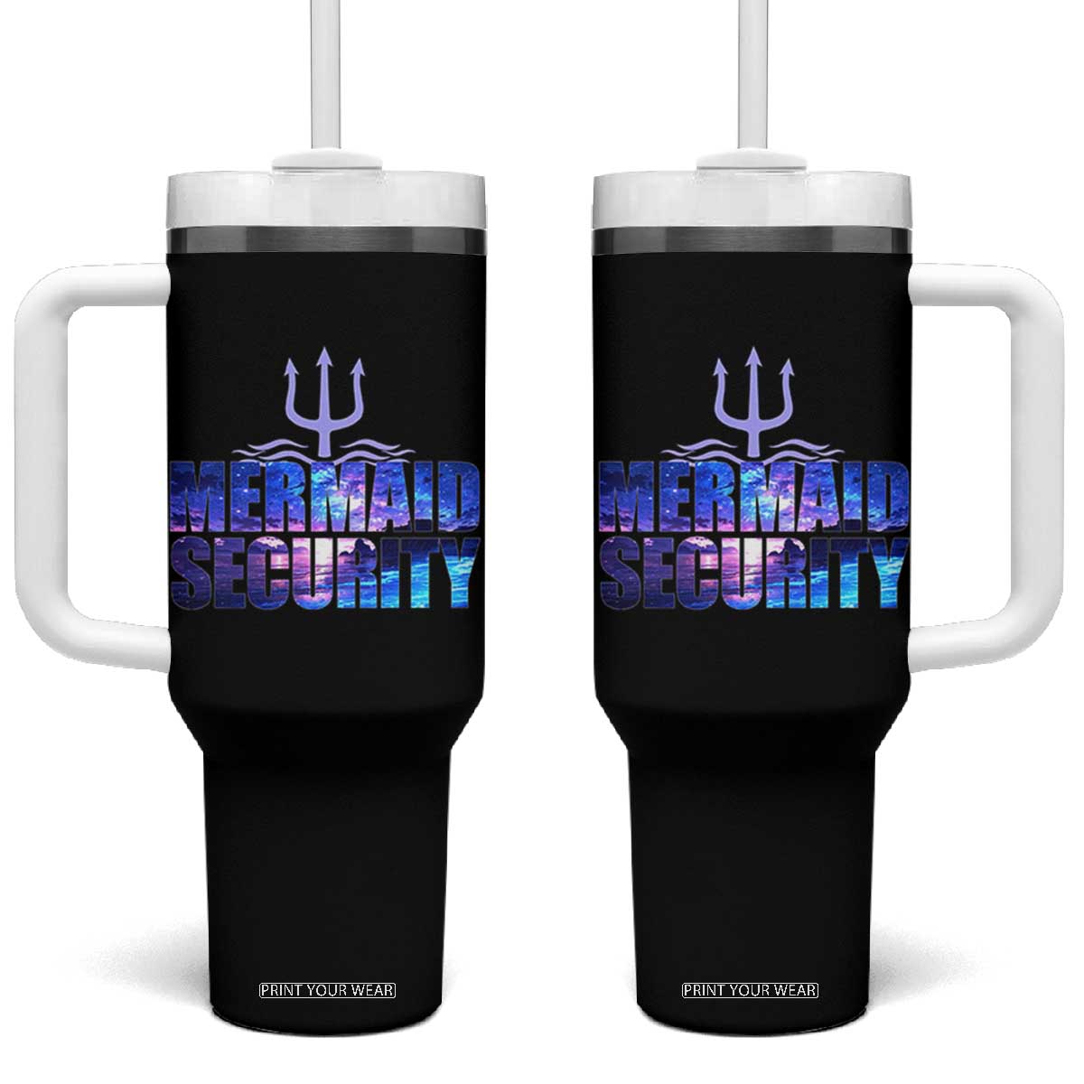 Mermaid Security Tumbler With Handle Funny Mermaid Family Squad TS10 One Size: 40 oz Black Print Your Wear