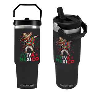 Mexican Boy Dabbing Flip Straw Tumbler Poncho Cinco de Mayo Flag Viva Mexico TS10 One Size: 30 oz Black Print Your Wear