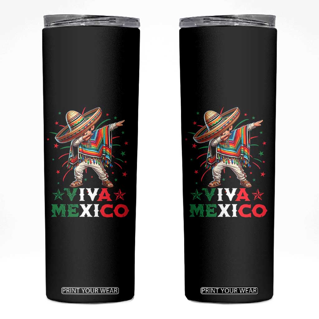Mexican Boy Dabbing Skinny Tumbler Poncho Cinco de Mayo Flag Viva Mexico TS10 Black Print Your Wear